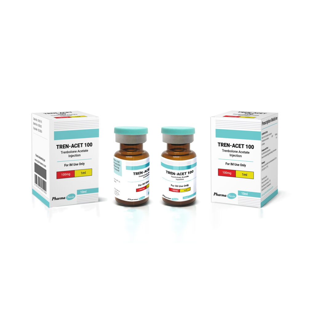 TREN-ACET 100 vial displaying Trenbolone Acetate, a fast-acting steroid used to enhance muscle growth and fat loss.